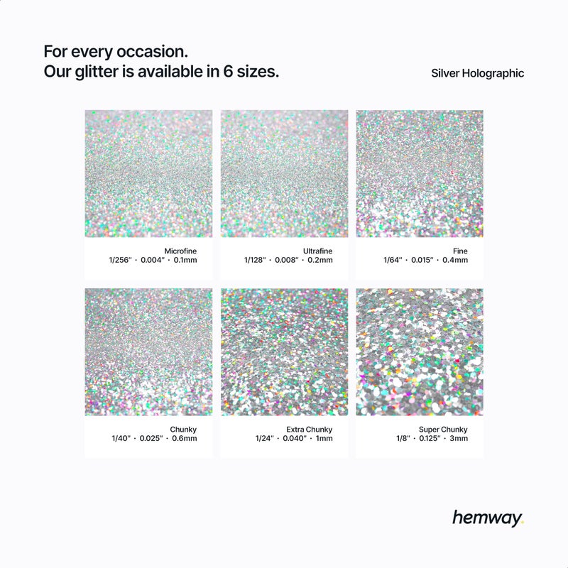 Hemway Glitter for Resin 500g Silver Holographic Metallic Crystals for Epoxy Craft Flakes Tumblers Wax Melt - Image 3